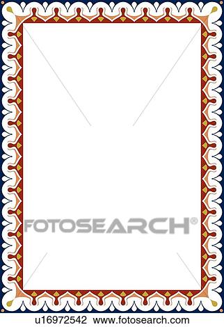 Blue, red and yellow pattern victorian Border View Large Clip Art Graphic Clipart - Blue, red and yellow pattern victorian Border. Fotosearch