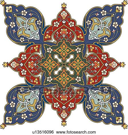 Blue, red, green and orange Arabesque Design View Large Clip Art Graphic Clip Art - Blue, red, green and orange Arabesque Design. Fotosearch