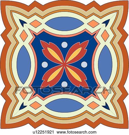 Blue, Red, Orange and Brown Design Ornament View Large Clip Art Graphic Clipart - Blue, Red, Orange and Brown Design Ornament. Fotosearch