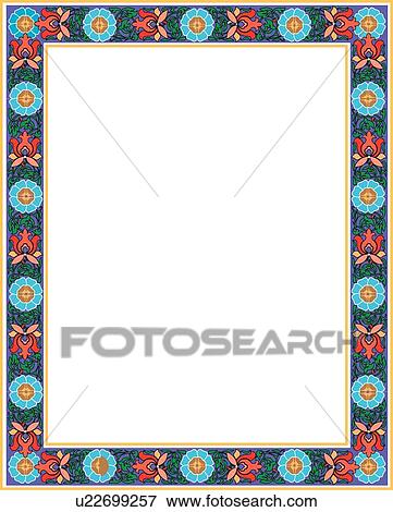 Blue, red, pink and green floral arabesque Border View Large Clip Art Graphic Clip Art - Blue, red, pink and green floral arabesque Border. Fotosearch