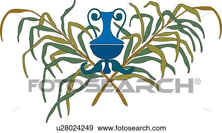 Blue Vase with Green and Brown Leaves View Large Clip Art Graphic Clip Art - Blue Vase with Green and Brown Leaves. Fotosearch