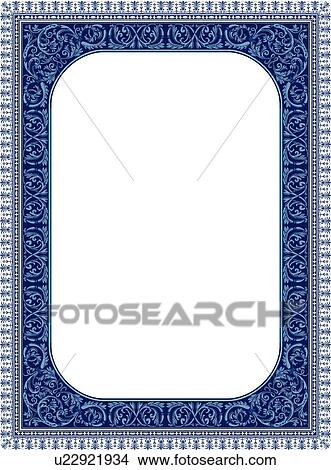 Blue Victorian Border View Large Clip Art Graphic Clipart - Blue Victorian Border. Fotosearch