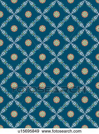 Clip Art - Blue Vintage Background Pattern. Fotosearch