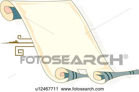 Clipart - Blue, yellow and brown scroll Banner. Fotosearch