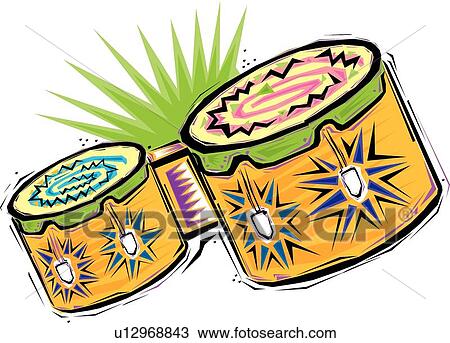 Bongo drums View Large Clip Art Graphic Clipart - Bongo drums. Fotosearch