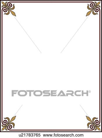 Border with Fluer-de-lis Corners View Large Clip Art Graphic Clipart - Border with Fluer-de-lis Corners. Fotosearch