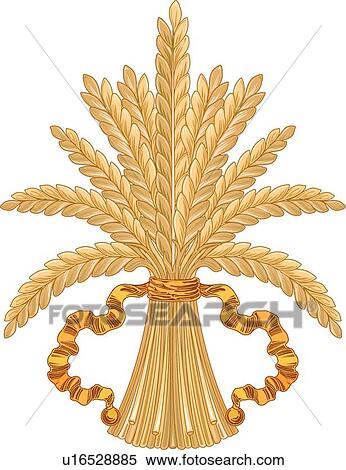 Bouquet of Wheat with Ribbon View Large Clip Art Graphic Clipart - Bouquet of Wheat with Ribbon. Fotosearch