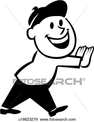Boy pushing View Large Clip Art Graphic Clip Art - Boy pushing . Fotosearch