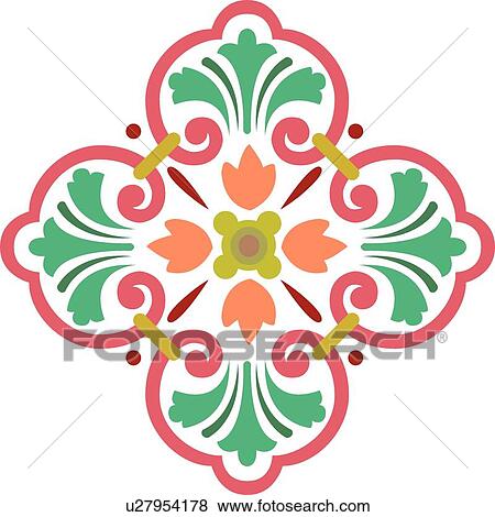 Bright Flower Design Ornament View Large Clip Art Graphic Clip Art - Bright Flower Design Ornament. Fotosearch
