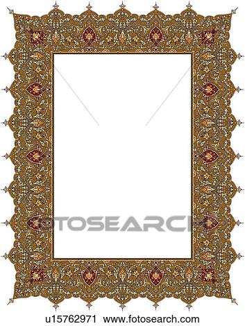 Brown and Burgundy Arabesque Border View Large Clip Art Graphic Clipart - Brown and Burgundy Arabesque Border. Fotosearch