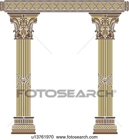 Brown and burgundy Columns and beam Design Ornament View Large Clip Art Graphic Clipart - Brown and burgundy Columns and beam Design Ornament. Fotosearch