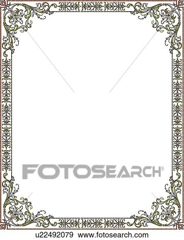 Clip Art - Brown and Green Border with Decorative Corners. Fotosearch