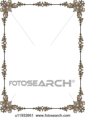 Clipart - Brown and Green Border with Decorative Corners. Fotosearch