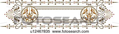Clipart - Brown and Green Floral Banner. Fotosearch