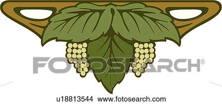 Brown and green grape Design Ornament View Large Clip Art Graphic Clipart - Brown and green grape Design Ornament. Fotosearch