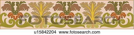 Clipart - Brown and Green Horizontal Rectangular Design Ornament. Fotosearch