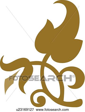 Brown and green leaf and flower illustration View Large Clip Art Graphic Clip Art - Brown and green leaf and flower illustration. Fotosearch