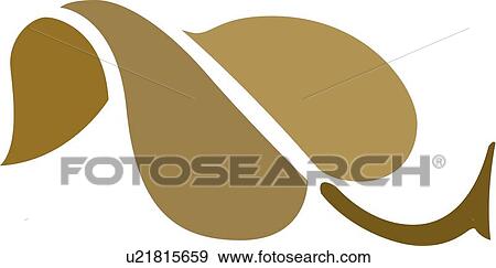 Clip Art - Brown and green leaf illustration. Fotosearch