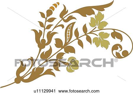 Brown and Green Leaf Printer Ornament View Large Clip Art Graphic Clipart - Brown and Green Leaf Printer Ornament. Fotosearch