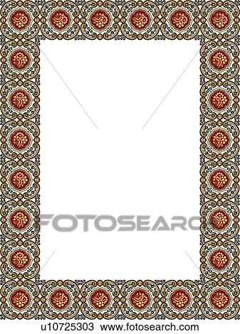 Brown and Green Victorian Border View Large Clip Art Graphic Clipart - Brown and Green Victorian Border. Fotosearch