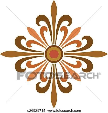 Clipart - Brown and Orange Design Ornament. Fotosearch