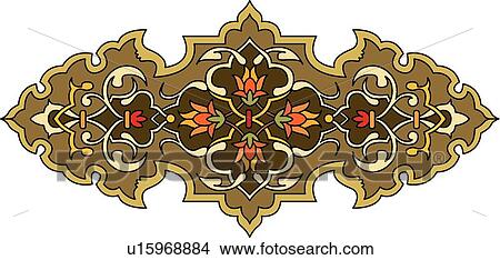 Brown and Orange Floral Arabesque Design View Large Clip Art Graphic Clipart - Brown and Orange Floral Arabesque Design. Fotosearch