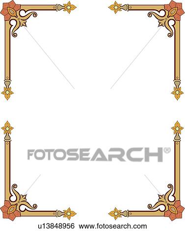 Clip Art - Brown and Orange Floral Corners. Fotosearch