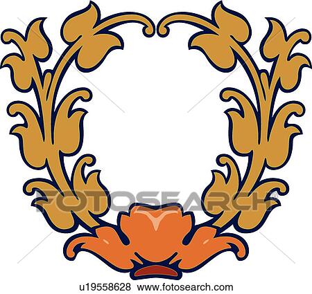 Clip Art - Brown and Orange Floral Embellishment. Fotosearch