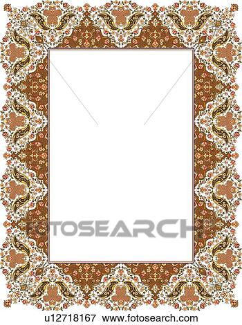 Brown and Pink Floral Arabesque Border View Large Clip Art Graphic Clip Art - Brown and Pink Floral Arabesque Border. Fotosearch