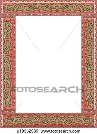 Clip Art - Brown and Red Celtic Border. Fotosearch