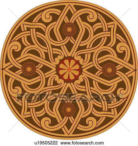 Clipart - Brown and Red Pattern Design Ornament. Fotosearch