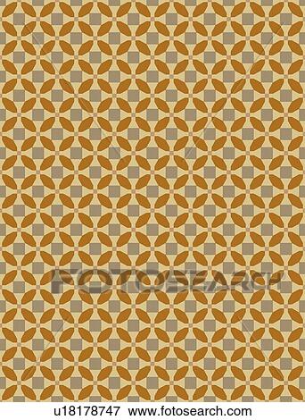 Clip Art - Brown and Tan, Oval and Square Background Pattern. Fotosearch