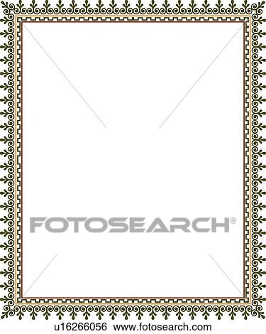 Clip Art - Brown and yellow leaf victorian Border. Fotosearch