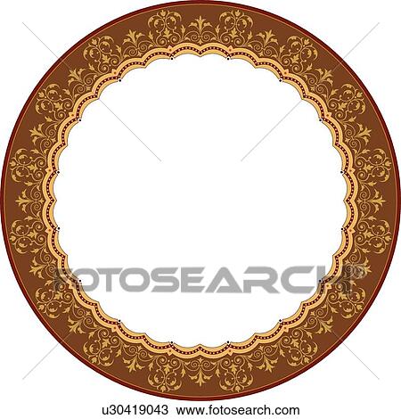 Brown and yellow round Frame with decorative leaf and arch accents View Large Clip Art Graphic Clipart - Brown and yellow round Frame with decorative leaf and arch accents. Fotosearch