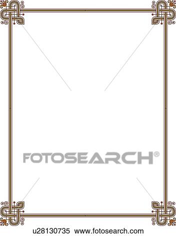 Clipart - Brown Border with Heart Corners. Fotosearch