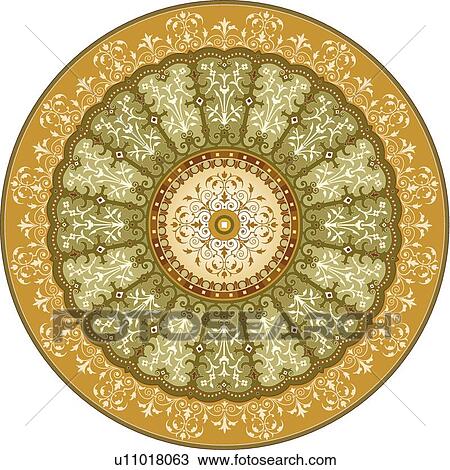 Brown, cream and green leaf circular Design Ornament View Large Clip Art Graphic Clipart - Brown, cream and green leaf circular Design Ornament. Fotosearch