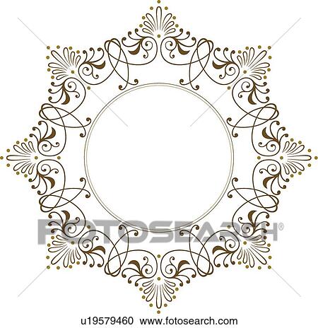 Clipart - Brown Fancy Circular Frame. Fotosearch