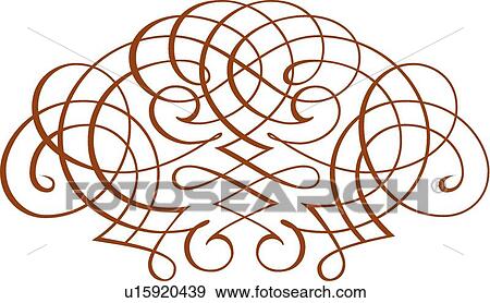 Brown Fancy Printer Ornament View Large Clip Art Graphic Clip Art - Brown Fancy Printer Ornament. Fotosearch