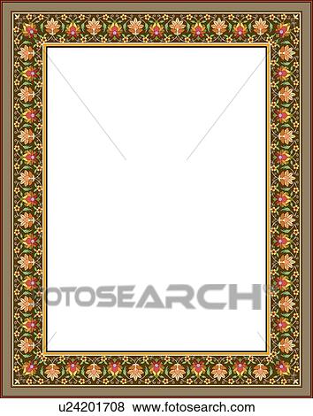 Brown Floral Arabesque Border View Large Clip Art Graphic Clip Art - Brown Floral Arabesque Border. Fotosearch