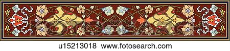 Clip Art - Brown Floral Arabesque Design. Fotosearch