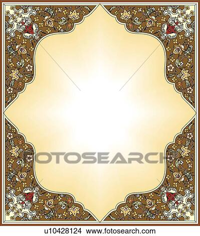 Clipart - Brown Floral Arabesque Design. Fotosearch