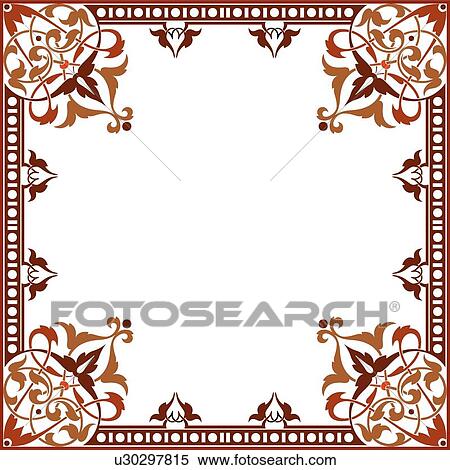 Clipart - Brown Floral Border. Fotosearch