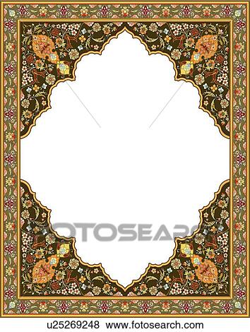 Clip Art - Brown floral frame with diamond copy space . Fotosearch