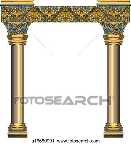 Brown, gold and teal pillars with cornice Design Ornament View Large Clip Art Graphic Clipart - Brown, gold and teal pillars with cornice Design Ornament. Fotosearch