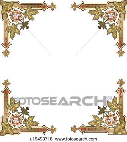 Brown, Green and Burgundy Decorative Corners View Large Clip Art Graphic Clip Art - Brown, Green and Burgundy Decorative Corners. Fotosearch