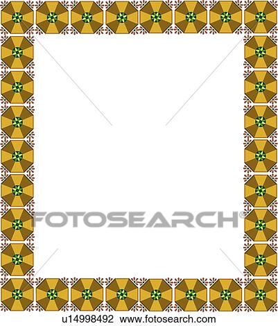 Brown, green and gold square pattern victorian Border View Large Clip Art Graphic Clipart - Brown, green and gold square pattern victorian Border. Fotosearch