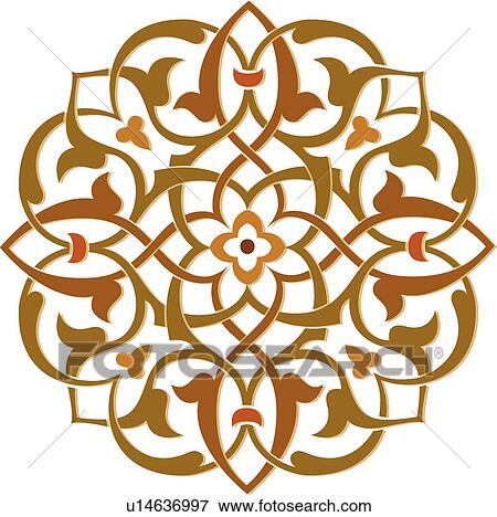 Brown, green and orange leaf pattern Arabesque Design View Large Clip Art Graphic Clip Art - Brown, green and orange leaf pattern Arabesque Design. Fotosearch