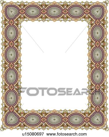 Brown, Green and Purple Baroque Border View Large Clip Art Graphic Clip Art - Brown, Green and Purple Baroque Border. Fotosearch