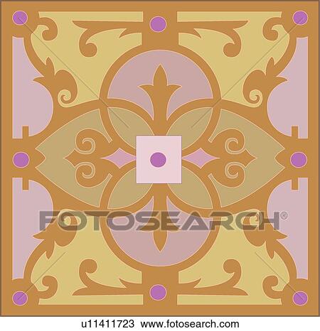 Brown, Green and Purple Square Design Ornament View Large Clip Art Graphic Clipart - Brown, Green and Purple Square Design Ornament. Fotosearch