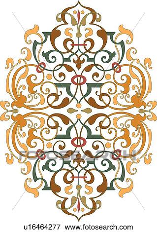 Brown, green and yellow Design Ornament View Large Clip Art Graphic Clip Art - Brown, green and yellow Design Ornament. Fotosearch